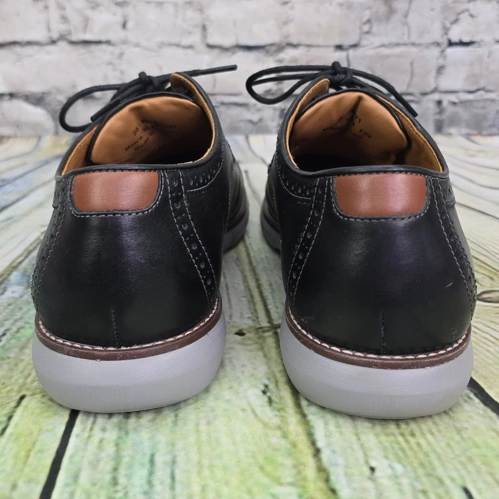 Johnston & Murphy Holden Plain Toe Oxford Men 10 Black Leather Hybrid Dress Shoe